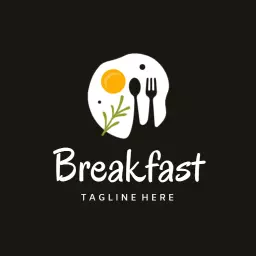 Stylish Black and White Breakfast Logo with Fresh Ingredients Logo Template