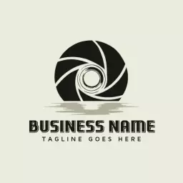 Stylish Black and White Camera Lens Reflection Logo Template