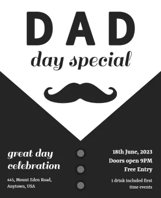 Stylish Black and White Dad Day Special Celebration Poster Template
