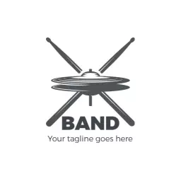 Stylish Black and White Drums Representing Music Band Logo Template