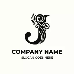 Stylish Black and White Floral J Letter Design Logo Template