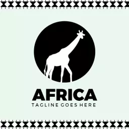 Stylish Black and White Giraffe Illustrating African Culture Logo Template