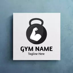 Stylish Black and White Gym Logo Featuring Kettlebell Mockup Template