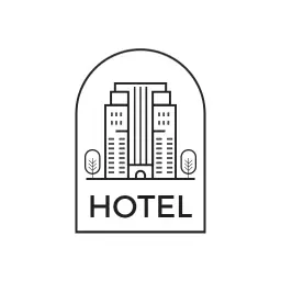 Stylish Black and White Hotel Building Design Logo Template
