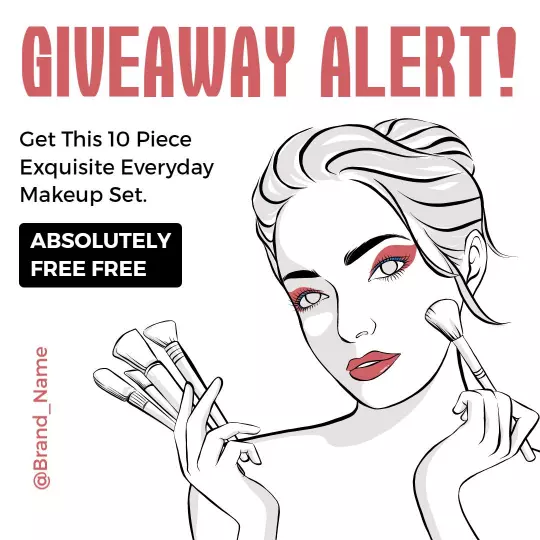Stylish Black and White Makeup Giveaway Alert Ad Template