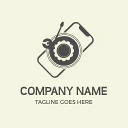 Stylish Black and White Mobile Repairing Service Logo Template