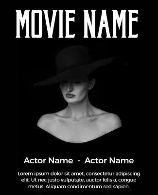 Stylish Black and White Movie Poster with Elegant Hat Template