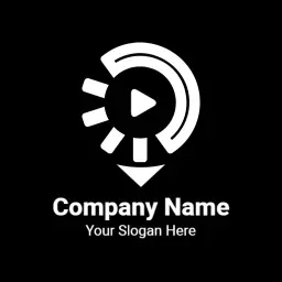 Stylish Black and White Play Button Logo for Media Company Logo Template