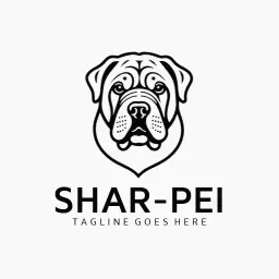 Stylish Black and White Shar-Pei Dog Logo Template