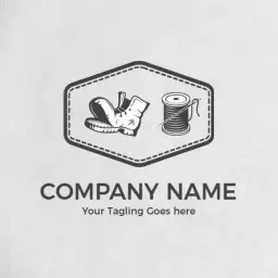Stylish Black and White Shoes Brand with Stitching Elements Logo Template