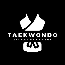Stylish Black and White Taekwondo Uniform Design Logo Template