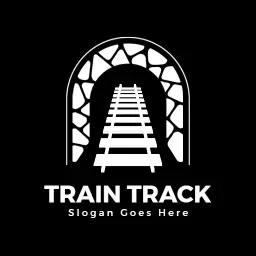 Stylish Black and White Train Track Logo Representing Railways Logo Template
