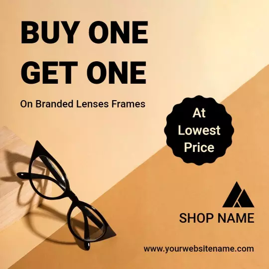 Stylish Black Branded Lenses Promotion with Buy One Get One Offer Ad Template