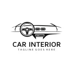 Stylish Black Car Interior Design Showcasing Automotive Elements Logo Template