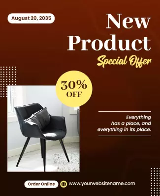 Stylish Black Chair New Product Special Offer Poster Template