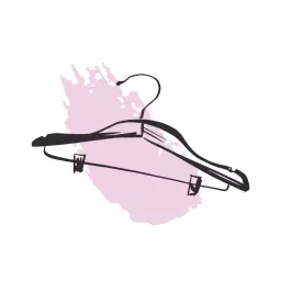 Stylish Black Clothes Hanger with Elegant Pink Fashion Logo Template
