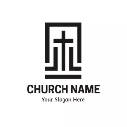 Stylish Black Cross Design Symbolizing Faith Community Logo Template