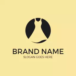 Stylish Black Dress on Soft Yellow Background Clothing Brand Logo Template