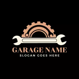 Stylish Black Garage Tools with Gear and Wrench Logo Template