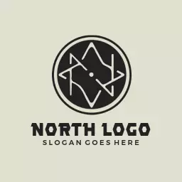 Stylish Black Geometric Design Representing North Logo Template
