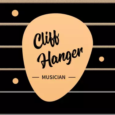 Stylish Black Guitar Pick Design for Musician Business Card Template