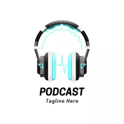 Stylish Black Headphones with Sound Waves Podcast Logo Template