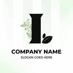 Stylish Black L Letter Design with Natural Elements Logo Template