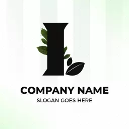 Stylish Black Letter L with Green Leaves for Branding Logo Template