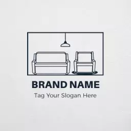 Stylish Black Line Art Depicting Contemporary Furniture Logo Template