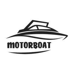Stylish Black Motorboat Design Perfect for Nautical Boat Logo Template