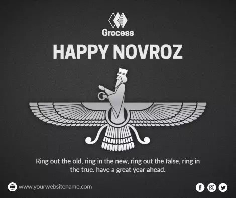 Stylish Black Novruz Celebration with Traditional Symbolism Ad Template