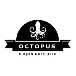Stylish Black Octopus Illustration for Marine Culture Logo Template