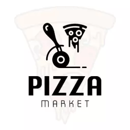 Stylish Black Pizza Cutter and Slice Design Logo Template