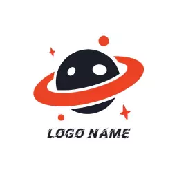 Stylish Black Planet with Red Orbit Path in Space Logo Template