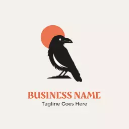 Stylish Black Raven Silhouette with Bold Orange Accent Logo Template