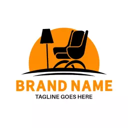 Stylish Black Recliner and Lamp Design for Furniture Logo Template