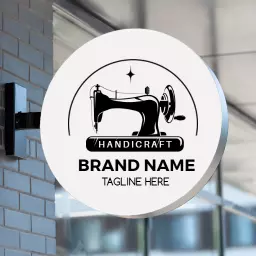 Stylish Black Sewing Machine Emblem for Handicraft Logo Template