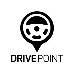 Stylish Black Steering Wheel Representing Driving Services Logo Template