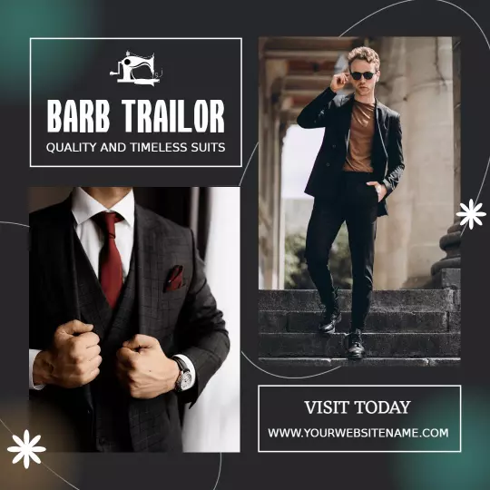 Stylish Black Suit Presentation for Tailoring Services Ad Template