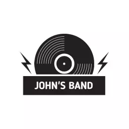 Stylish Black Vinyl Record Representing John's Band Logo Template