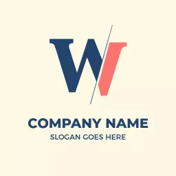 Stylish Blue and Coral W Letter Design for Branding Logo Template