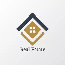 Stylish Blue and Gold Geometric Design in Real Estate Logo Template