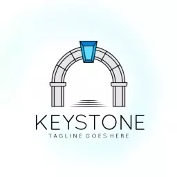 Stylish Blue and Gray Arch Symbolizing Keystone Structure Logo Template