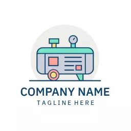 Stylish Blue and Green Compressor Design for Efficiency Logo Template