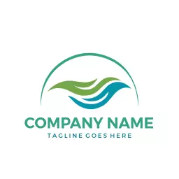 Stylish Blue and Green Hand Logo Representing Wellness Services Logo Template