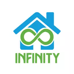 Stylish Blue and Green Home Design Symbolizing Infinity Logo Template