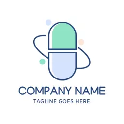 Stylish Blue and Green Pill Design Representing Vitamins Logo Template