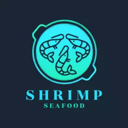 Stylish Blue and Green Shrimp Design for Fresh Seafood Logo Template