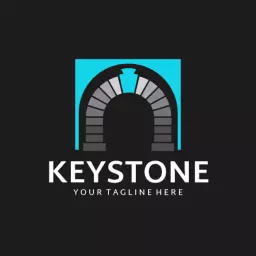 Stylish Blue and Grey Arch Design for Keystone Logo Template