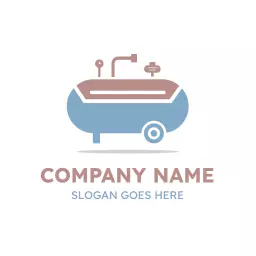 Stylish Blue and Maroon Compressor for Industrial Use Logo Template